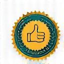 Illustration of a trust seal with thumbs up and laurel wreath