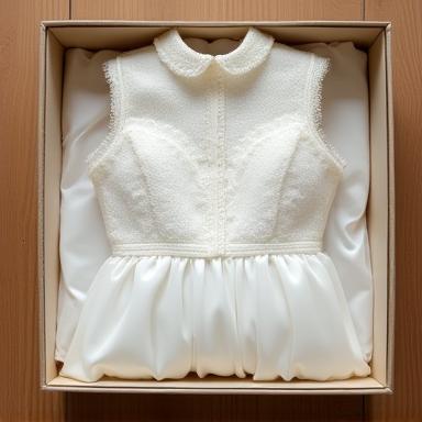 Preserved wedding dress carefully folded into archival box